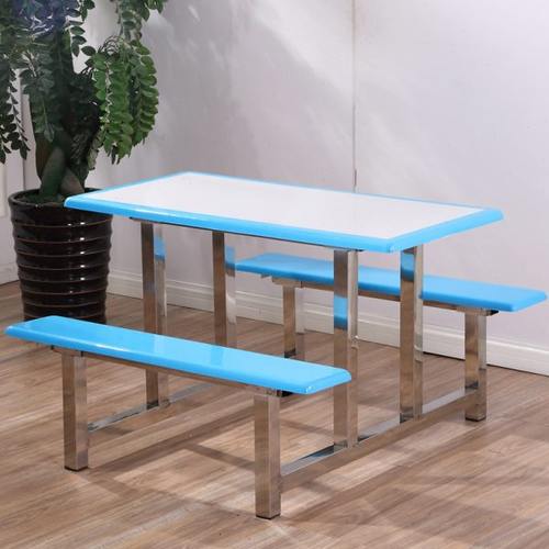 工厂学校学生员工食堂餐桌椅组合不锈钢4人6人8人饭堂餐桌椅连体 - 图0