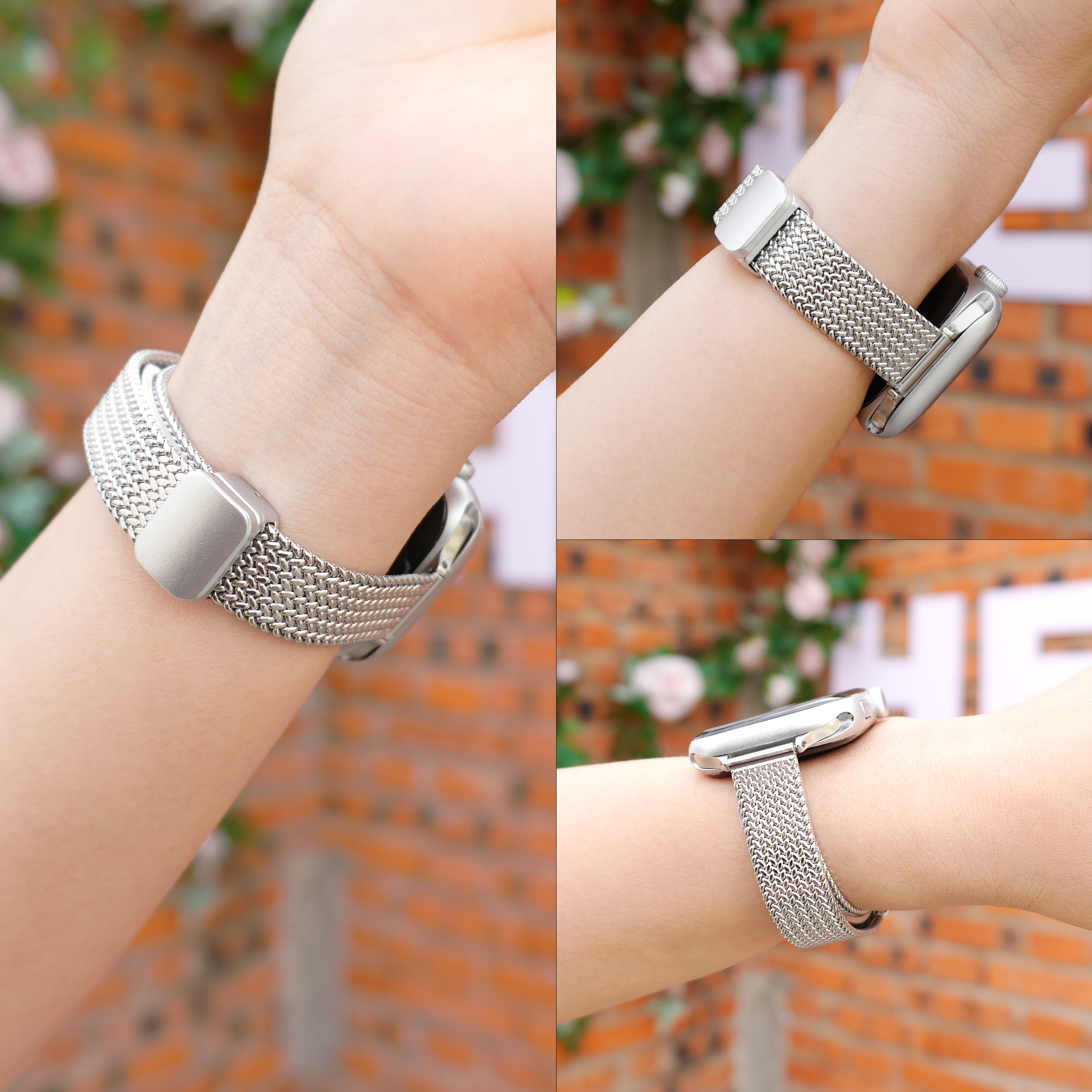 【阅涯】适用新款ApplewatchS11麦穗表带苹果手表S10磁吸腕带卡扣iwatch新金属S9/8小蛮腰细窄款SE3通用夏季 - 图3