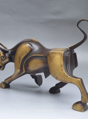 全铜华尔街铜牛纯铜招财旺市牛办公室桌面生肖牛客厅装饰工艺摆件