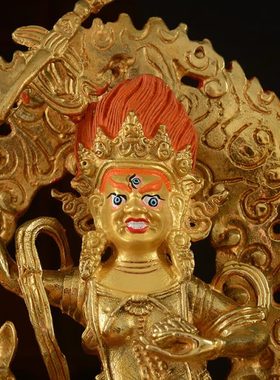 用品 仿尼泊尔纯铜全鎏金供护 吉祥天母 高22cm