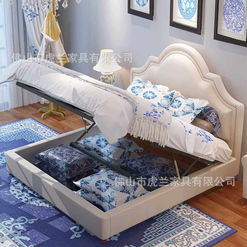 儿童床轻奢美式极简童床女孩男孩别墅大平层儿童家具软包皮床,淘宝优惠券,粉丝福利购,淘宝优惠卷