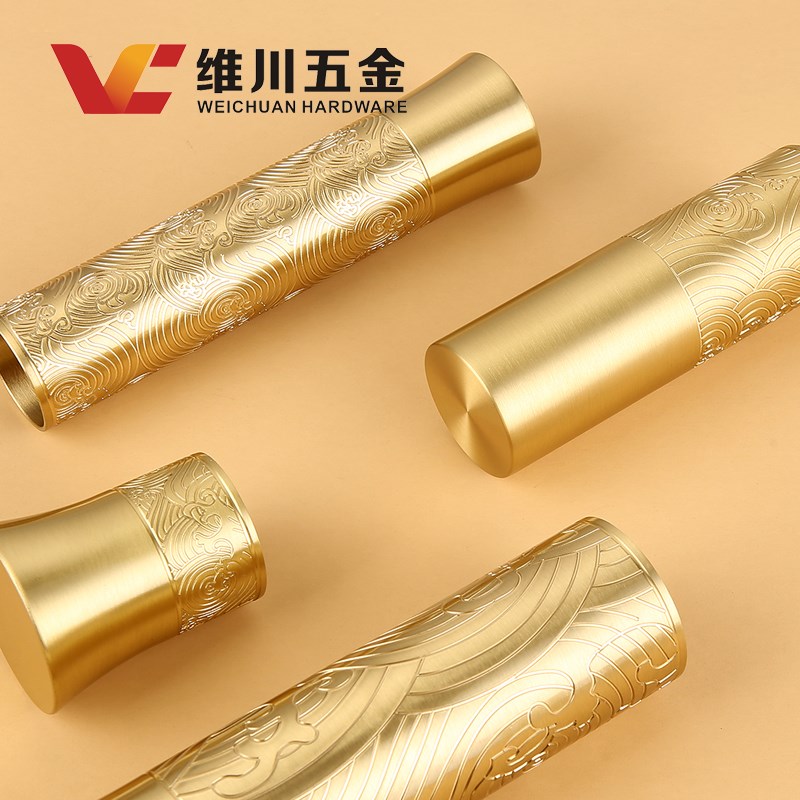 新中式黄铜精雕花纹铜套封底二头通红H木沙发床护套五金装饰铜脚 - 图1