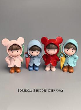 无聊瞭，摆几祇雨伞小人来疗伤治愈电脑桌面日式工位办公桌小摆件