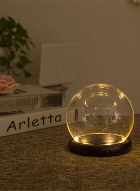 家居客厅卧室装饰品桌面发光灯座球形玻璃罩儿童房间摆设创意礼物