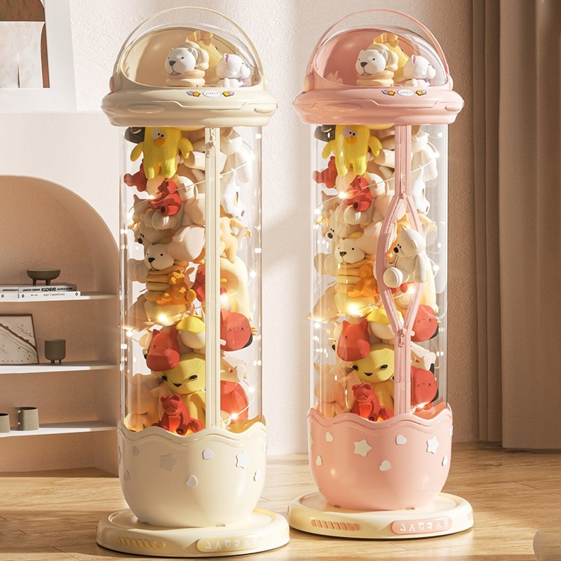 娃娃收纳桶毛绒玩具收纳神器透明筒儿童装玩偶大容量放公仔展示箱 - 图0