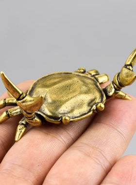 新款黄铜举重螃蟹摆件