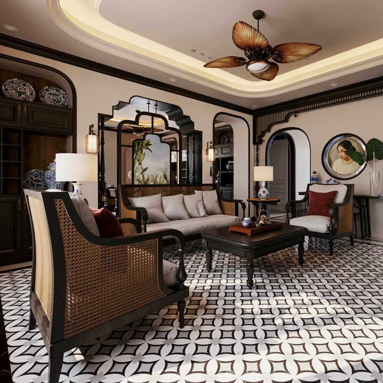 美式乡村实木沙发编藤单人双人三人组合雕花布艺别墅客厅家具北欧,淘宝优惠券,粉丝福利购,淘宝优惠卷