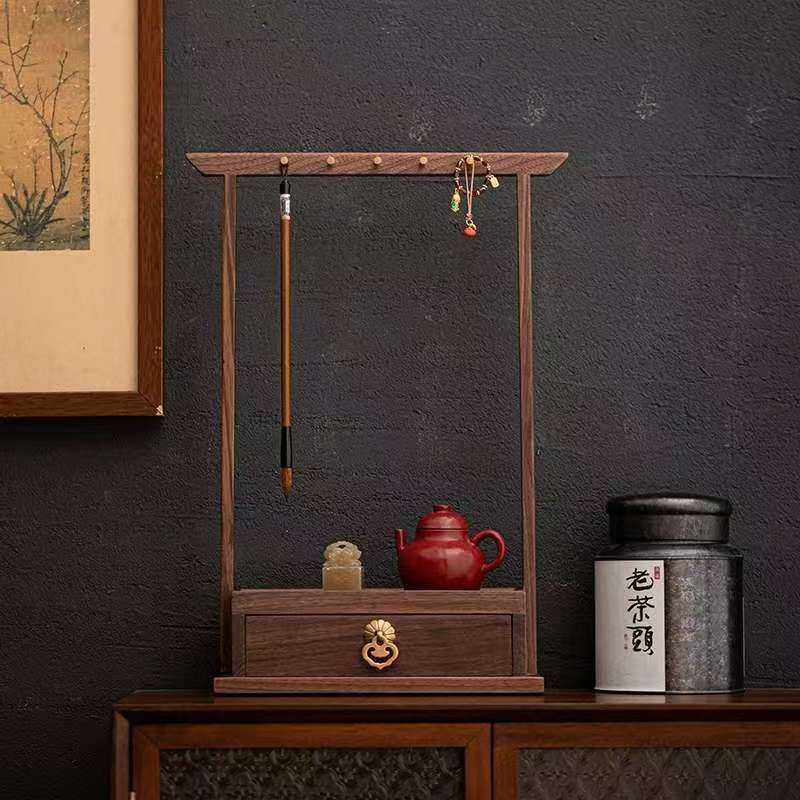 实木毛笔挂架新中式多功能文房四宝摆件书法笔搁收纳置物架小笔架,淘宝优惠券,粉丝福利购,淘宝优惠卷