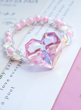 日系蝴蝶手链儿童手串女孩手工饰品水晶珍珠女生配饰女童弹力手钏