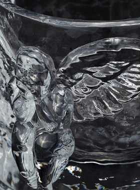 稀奇艺术男士威士忌杯玻璃杯天使浮雕玻璃洋酒水杯子1盒四只装