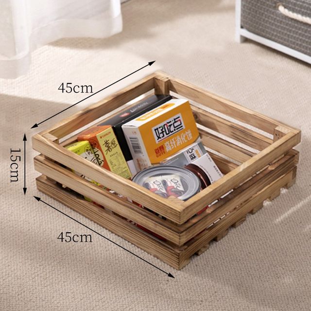 Activity cross-border desktop storage basket hollow desktop wooden storage box display M decorative storage basket retro wooden frame