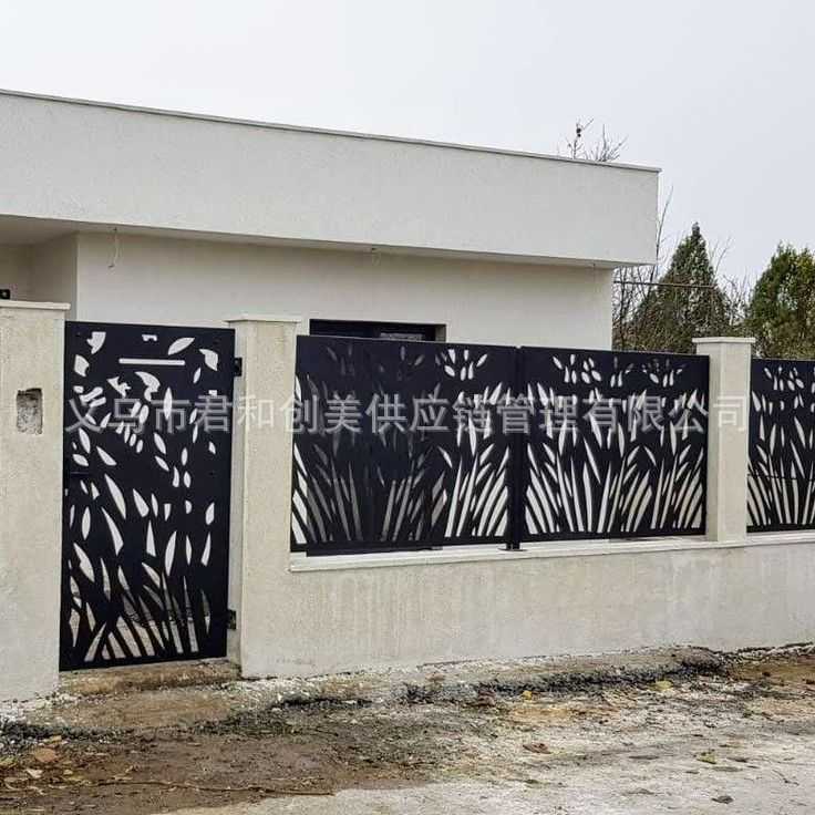 cnc镂空透视围墙别墅大门电动平移门护栏楼梯隔断金属切割板造型 - 图0