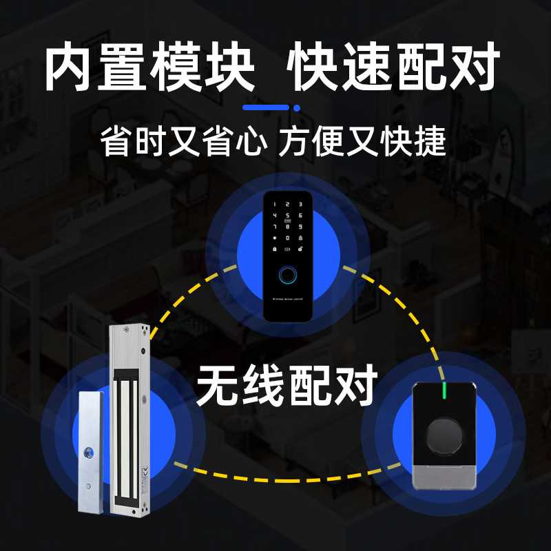 免布线磁力锁门禁系统套装单双门无线电锁套装玻璃门木门铁门控制 - 图0