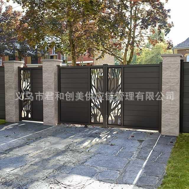 cnc镂空透视围墙别墅大门电动平移门护栏楼梯隔断金属切割板造型 - 图1