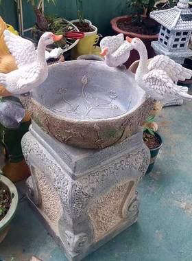 石墩中式庭院门口院子户外花盆仿假造景花园装饰布置摆件盆景底座