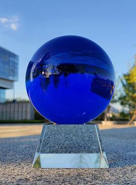 精品蓝色水晶风水球客厅玄关卧室书桌升学送礼家居装饰小礼品摆件