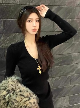 金色中古亚文化十字架吊坠项链