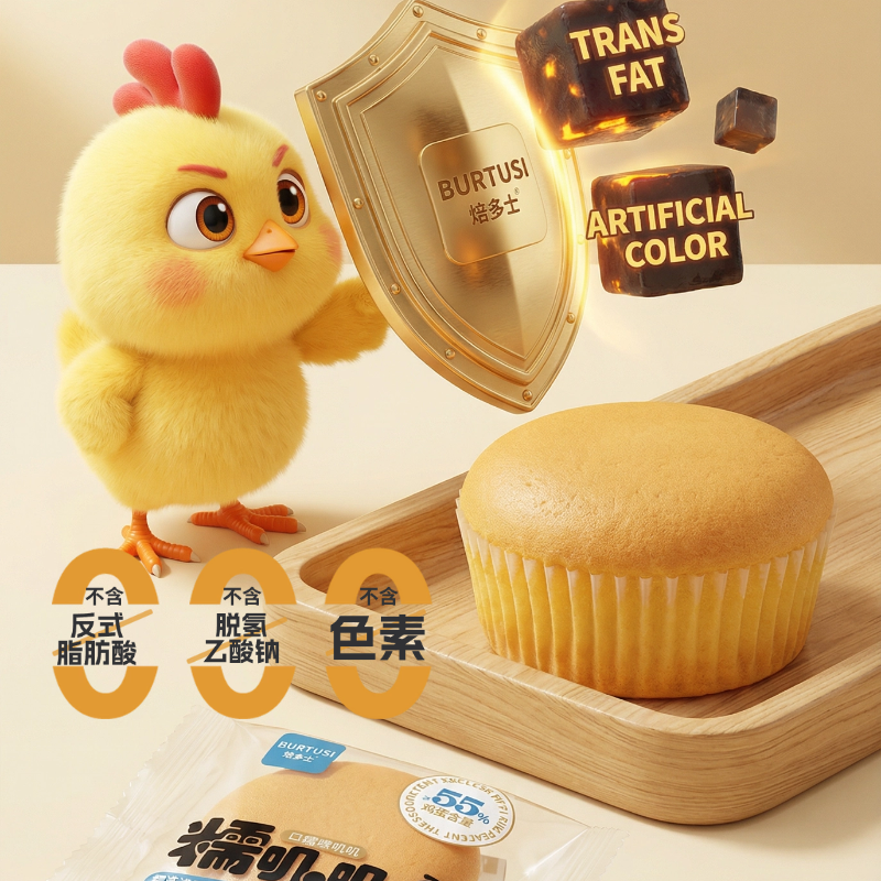 Burtusi糯叽叽牛奶戚风鸡蛋糕点心面包好吃零食品年货礼盒不加水