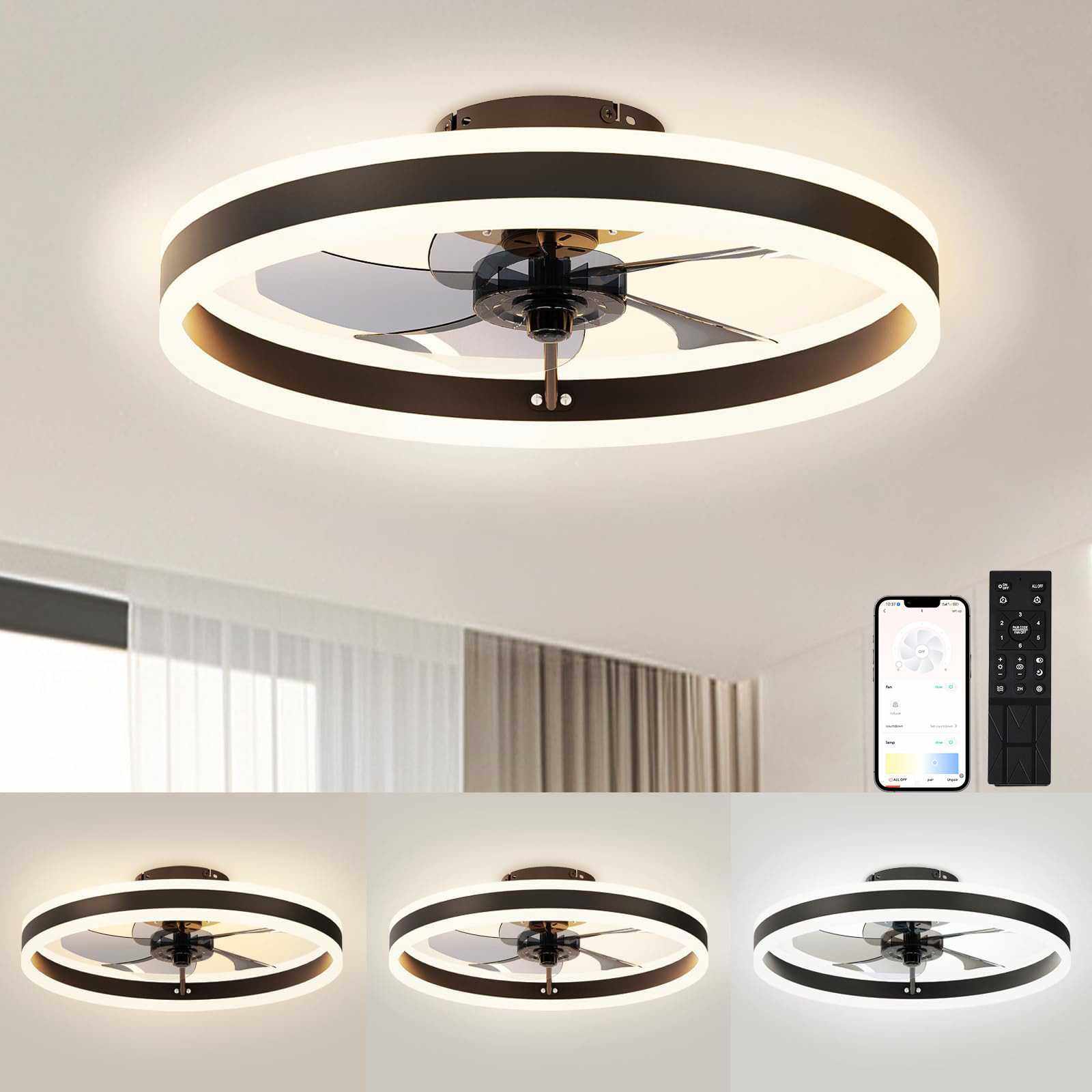 卧室吊扇灯吸顶风扇灯简约房间电扇灯餐厅带灯扇一体隐形风扇吊灯,淘宝优惠券,粉丝福利购,淘宝优惠卷