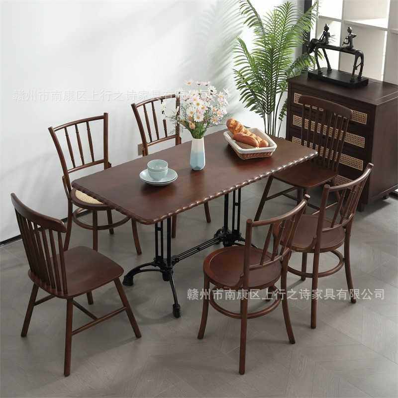 美式中古风餐桌椅组合法式餐椅复古咖啡厅桌椅一整套商用餐饮桌椅,淘宝优惠券,粉丝福利购,淘宝优惠卷