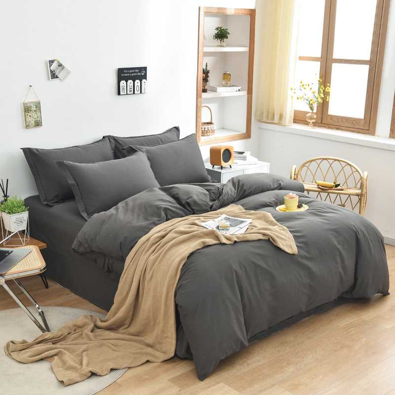 CB@13376棉纯色四件套磨毛三件套1.5棉床单被套1.8m2床上用品 - 图0