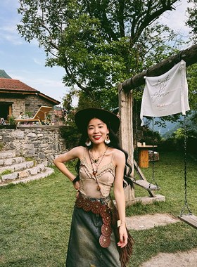 冯老板 复古废土风做旧饰品美拉德穿搭搭配蝴蝶多层项链耳环配饰