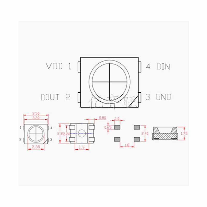 贴片LED灯珠3528幻彩RGB发光灯珠4脚内置IC全彩灯珠现货,淘宝优惠券,粉丝福利购,淘宝优惠卷