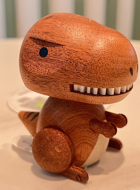 森活木质有趣车载摇头摆件中控台汽车内饰饰P品实木弹簧恐龙耶诞