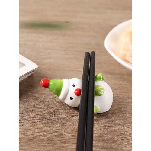 创意ins风陶瓷筷置家用餐桌筷子架万圣节雪人zakka摆件餐厅公筷托 - 图2
