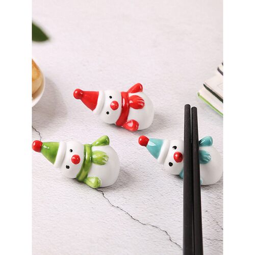 创意ins风陶瓷筷置家用餐桌筷子架万圣节雪人zakka摆件餐厅公筷托 - 图3