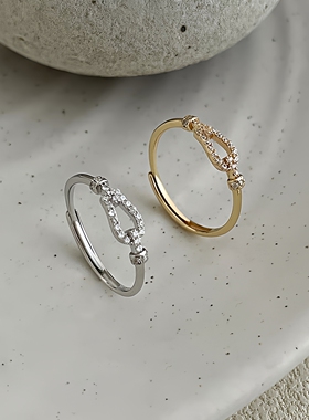 透莎马蹄扣S925纯银戒指女