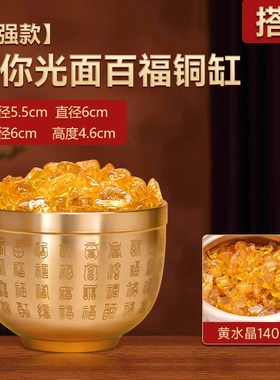客厅专用百福米缸纯黄铜s存钱罐缸百福招财聚宝盆摆件铜水缸福字