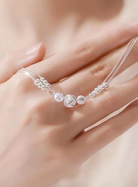 三生纯镀银轻奢手链多层手链手B链礼物送闺蜜女生三世银森系手链