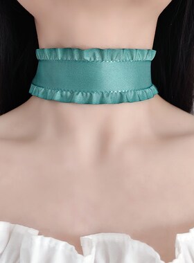 气质颈链宽边遮j颈纹脖子装饰挡脖子疤痕颈部饰品荷叶边脖链脖圈