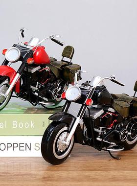 复古铁皮摩托车仿真模型家居装饰品创意摆件橱窗陈列摄影道具