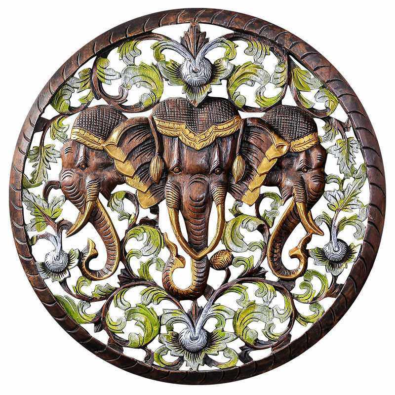 异丽泰国木雕墙饰吉祥大象挂件东南亚风格电视背景墙装饰玄关壁挂,淘宝优惠券,粉丝福利购,淘宝优惠卷