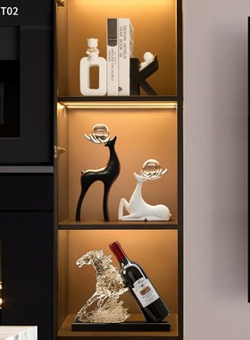 一蹴而就2025新款红酒架装饰品可访问豪华高端L客厅电视柜餐具柜