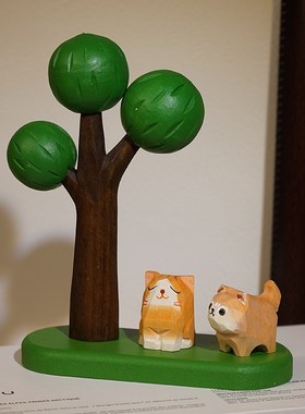 【夏日荫凉】木雕树小摆件可爱办公室家居书房桌面摆放解压装饰品