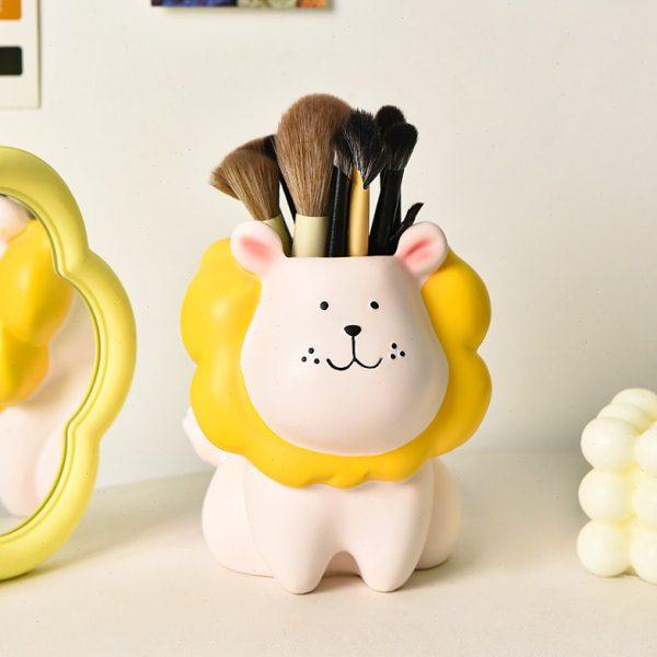创意可爱狮子化妆刷收纳筒桌面笔筒梳妆台收纳盒家居装饰品摆件,淘宝优惠券,粉丝福利购,淘宝优惠卷