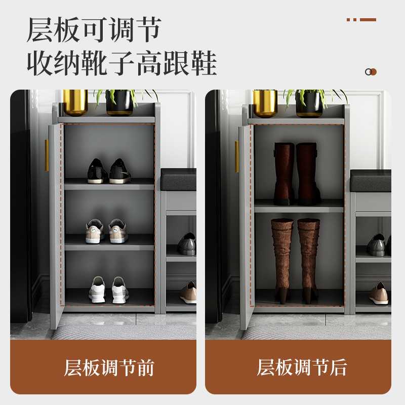 换鞋凳家用门口轻奢鞋柜可坐式入户鞋架凳一体门口储物软包穿鞋凳 - 图2