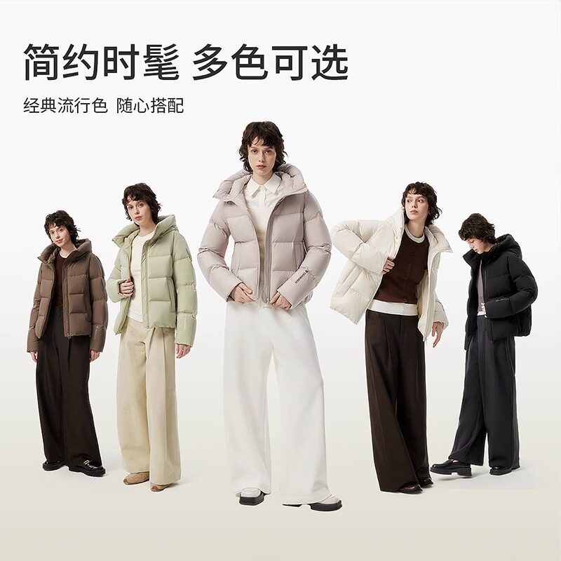 坦博尔冬季新款羽绒服女短款连帽加厚保暖外套休闲百搭时尚面包服