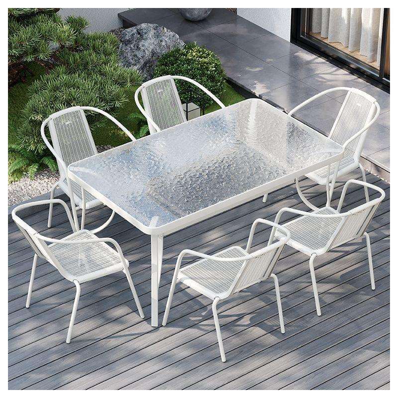 户外桌椅阳台露天椅简约客厅现代奶茶铁艺室外庭院组合家用休闲1 - 图0