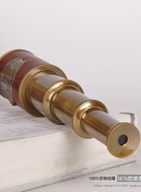 印度进口纯铜牛皮单筒可伸缩复古望远镜办公室样板间Y装饰品摆件