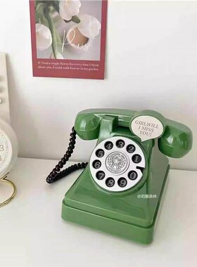 玩具小电话机儿童摄影彷真覆古怀旧老式座机道具储蓄存钱罐摆件
