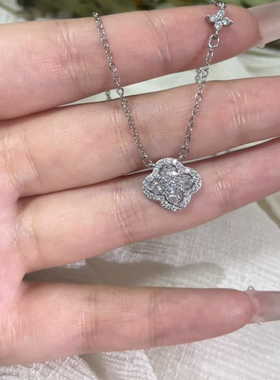 闪耀925银四叶草女神镶嵌项链