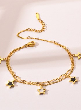 2023新款 钛钢手链 浪漫五角星手链女甜美简约T星星钛钢手链热销
