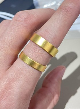 古法金包c银泥鳅背戒指男女平面实心对戒简约素圈指环情侣对戒礼