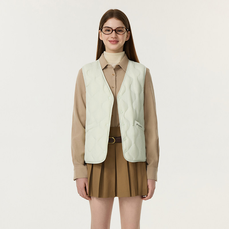 Tambor's 25th new autumn down vest women's short v-neck portable comfortable inner shirt spring and autumn waistcoat-ZB