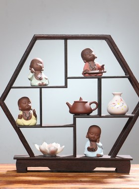 家居客厅小和尚工艺品中式桌面y禅意酒柜装饰品办公室玄关隔断摆