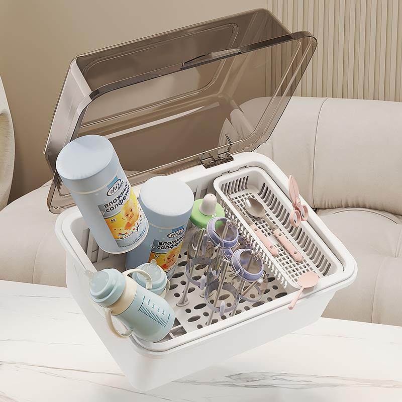 防尘带盖奶瓶收纳箱宝宝餐具沥水架新生儿辅食奶粉收纳盒婴儿用品,淘宝优惠券,粉丝福利购,淘宝优惠卷